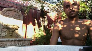 Risky Public Nudity Outdoor Office Patio Sexy Gay God Rubs Huge Cock