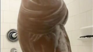 Sexy ebony solo shower tease