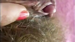 Horny wife with her hairy pussy