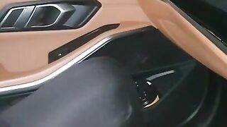 Step mom in leggings stuck into step son dick in car fucked by step son