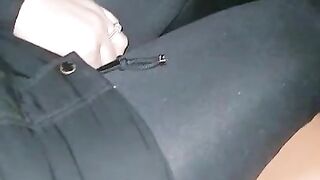 Step mom in leggings stuck into step son dick in car fucked by step son