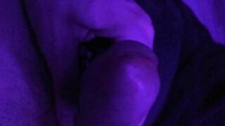 Pre cum play while masturbating in purple light - Purple Dick part 2