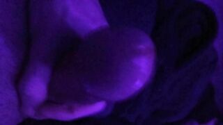 Pre cum play while masturbating in purple light - Purple Dick part 2