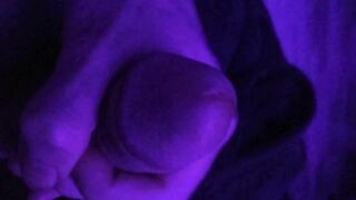 Pre cum play while masturbating in purple light - Purple Dick part 2