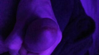 Pre cum play while masturbating in purple light - Purple Dick part 2