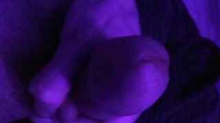 Pre cum play while masturbating in purple light - Purple Dick part 2