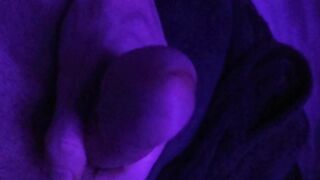 Pre cum play while masturbating in purple light - Purple Dick part 2