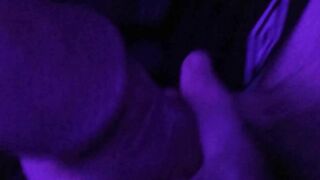 Stroking my cock in Purple light - Purple Dick video Part 1