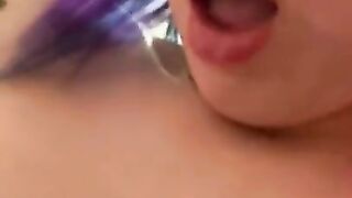 POV blowjob and creampie with tattooed college teen