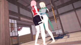 LESBIAN SEX, Sakura LICKING Tsunada WET PUSSY | 3D Animation