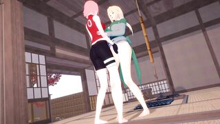 LESBIAN SEX, Sakura LICKING Tsunada WET PUSSY | 3D Animation