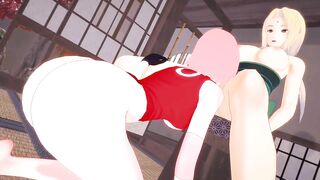 LESBIAN SEX, Sakura LICKING Tsunada WET PUSSY | 3D Animation