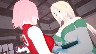 LESBIAN SEX, Sakura LICKING Tsunada WET PUSSY | 3D Animation