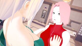 LESBIAN SEX, Sakura LICKING Tsunada WET PUSSY | 3D Animation