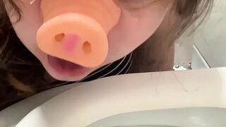 Pig slut toilet licking humiliation