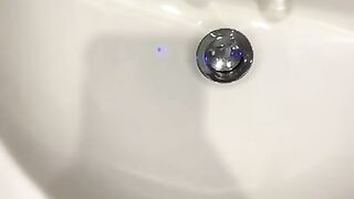 Shooting my cum in to the hotel sink