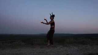 Candels Dance against the background of the night sky