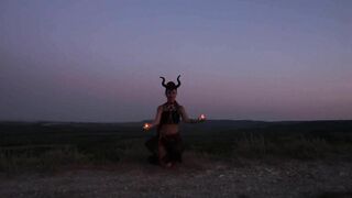 Candels Dance against the background of the night sky