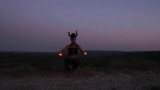 Candels Dance against the background of the night sky