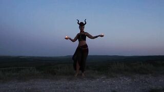 Candels Dance against the background of the night sky