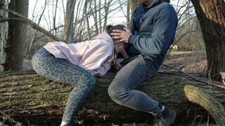 Red Bitch Sucks My Dick in the forest while her husband is not around.