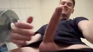 boy jerk cock on the toilet