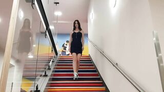 Walk around the hotel and masturbate on the steps