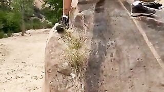 Petite blonde rock pee