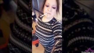 Smoking SnapChat - Alhana Winter - Winter Time Garage Cigarette and PJs