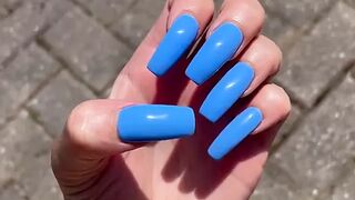 My new blue long nails freshly done