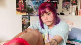 Pink fur otaku girl rides dildos *random moments compilation*