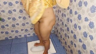 Nepali step sister-in-law pissing while standing