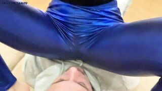 Amateur Real Femdom LifeStyle Pussy Worship In Blue Leggings