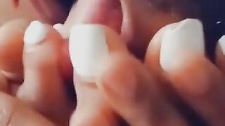 Ebony teen with pretty feet getting her toes licked and sucked on