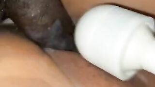 BBC cum on my pussy and carried on fucking me while I use my vibrator