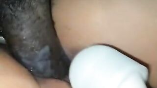 BBC cum on my pussy and carried on fucking me while I use my vibrator