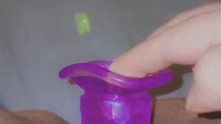 Putting my purple dildo deep inside my hungry pussy