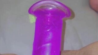 Putting my purple dildo deep inside my hungry pussy