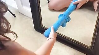 Dirty wife’s first time trying DP against a mirror.  Came hard!