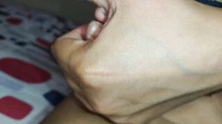 close up to my dirty feet my ass hole and pussy playing with tits