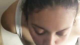 Spanish wife sucking a hard dick