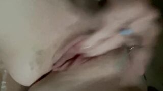 playing with my tight pussy & big lips before bed