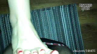 Nice foot job ballbusting with my slave