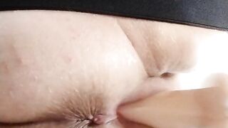 my ass and pussy with a sex machine close-up