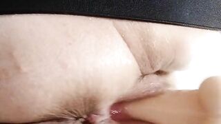 my ass and pussy with a sex machine close-up