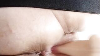 my ass and pussy with a sex machine close-up