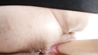 my ass and pussy with a sex machine close-up