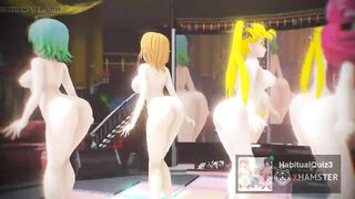 mmd R18 Mian, Riho, Amane, Nonono Ghost Dance BITCH HERO 3D HENTAI