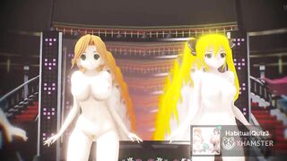 mmd R18 Mian, Riho, Amane, Nonono Ghost Dance BITCH HERO 3D HENTAI