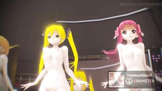 mmd R18 Mian, Riho, Amane, Nonono Ghost Dance BITCH HERO 3D HENTAI